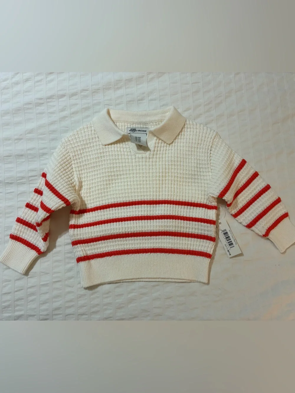 NWT Sofia Grainge Amazon Essentials Cream Waffle Knit sweater